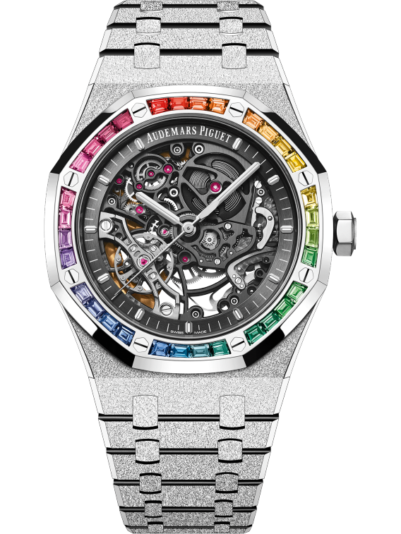 AUDEMARS PIGUET ROYAL OAK RAINBOW FROSTED WHITE GOLD DOUBLE BALANCE WHEEL OPENWORKED | 15412BC.YG.1224BC.03-B
