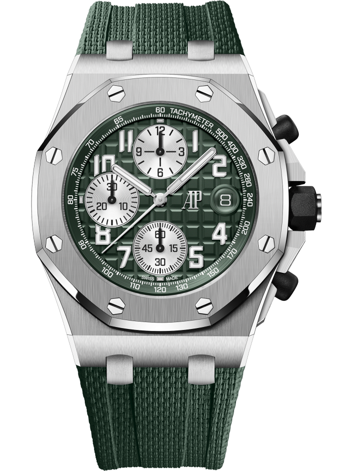 Audemars Piguet Royal Oak Offshore 42 Khaki Green Dial Khaki Green Rubber Strap Watch 26238TI.OO.A056CA.01