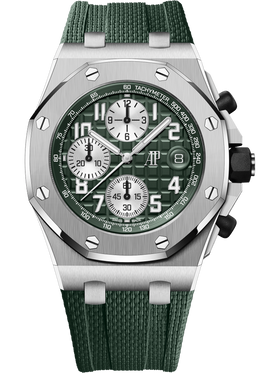 Audemars Piguet Royal Oak Offshore Selfwinding Chronograph 42mm Titanium Green Dial Rubber Strap 26238TI.OO.A056CA.01