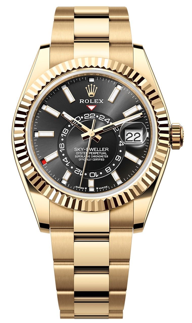 Rolex Sky Dweller 336938 Yellow Gold Black Dial Watch | Unworn Complete Box & Papers