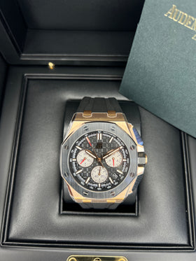 Audemars Piguet Royal Oak Offshore Selfwinding Chronograph 43mm Rose Gold Ceramic Black Dial Rubber Strap 26420RO.OO.A002CA.01