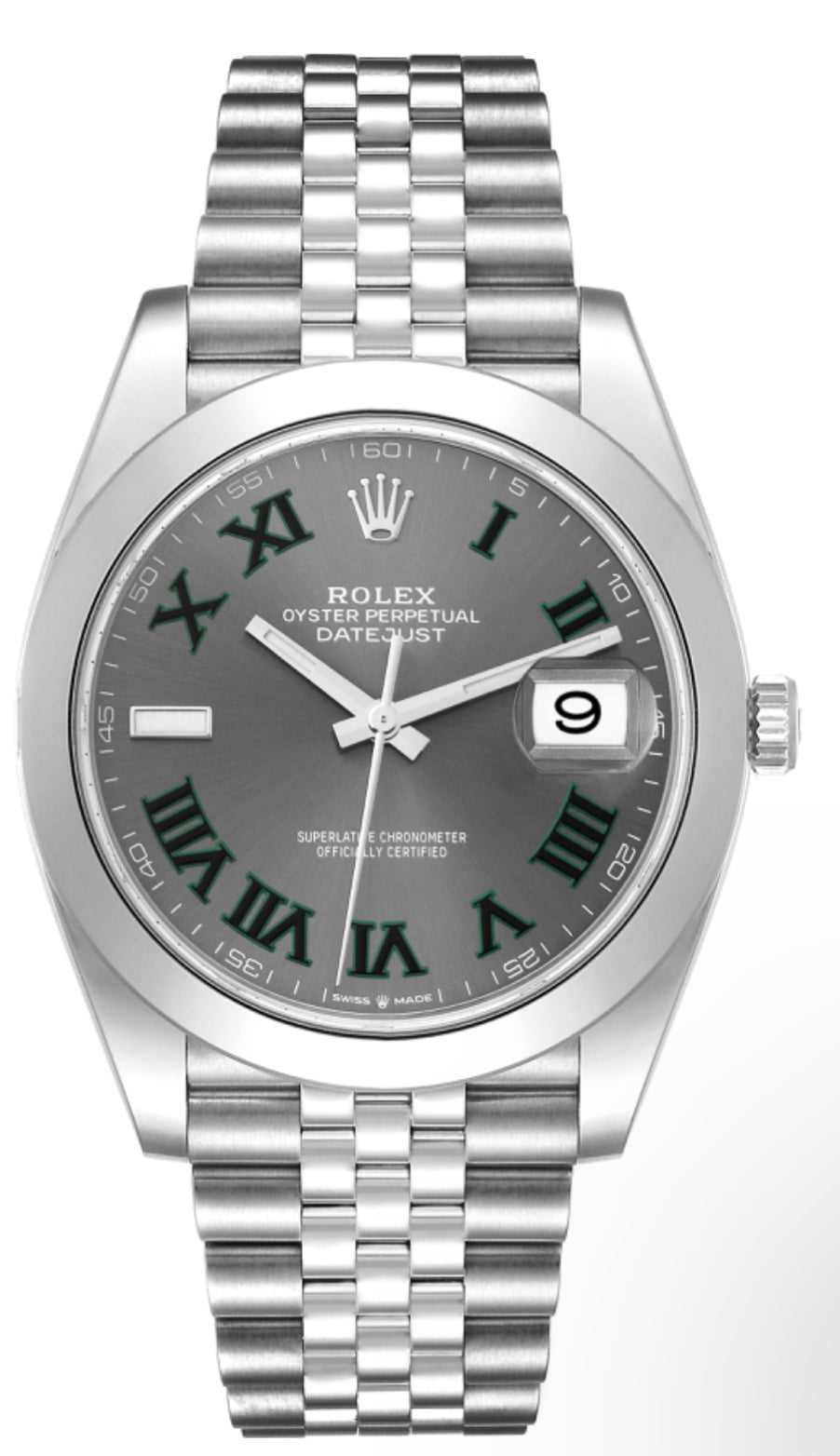 Rolex Datejust 41 Grey Green Wimbledon Dial Steel Mens Watch 126300