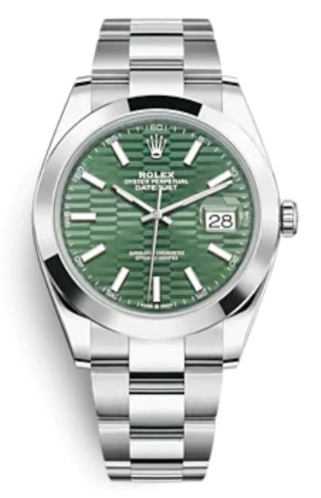 Rolex Datejust 41 Mint Green Fluted-Motif Dial Steel Oyster Bracelet 126300