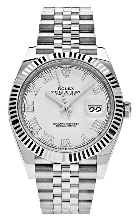 Rolex Datejust 41 Stainless Steel White Roman Dial Jubilee 126334