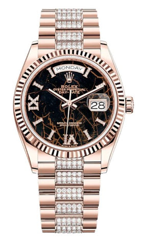 Rolex Day-Date 36 Rose Gold Eisenkiesel Diamond Dial 128235