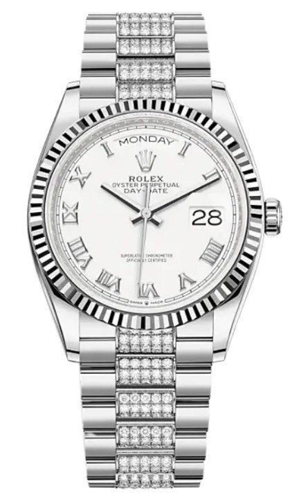 Rolex Day-Date 36 White Gold White Dial 128239