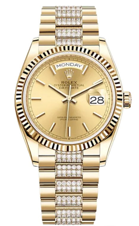 Rolex Day-Date 36 Yellow Gold Champagne Dial 128238