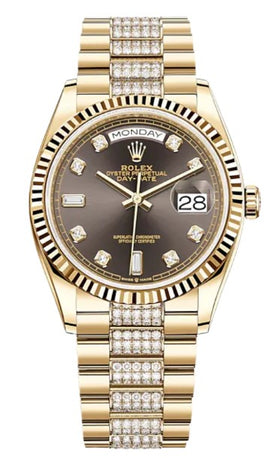 Rolex Day-Date 36 Yellow Gold Grey Diamond Dial 128238