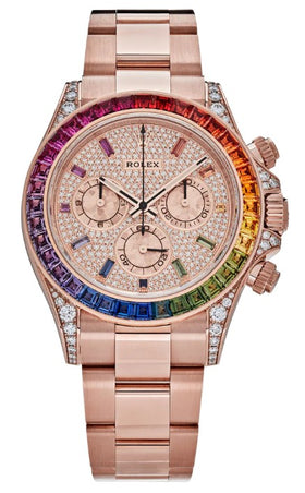 Rolex Daytona Rose Gold Rainbow Bezel Diamond Dial 116595RBOW