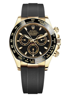 Rolex Daytona Yellow Gold Black Dial Rubber Strap 116518LN