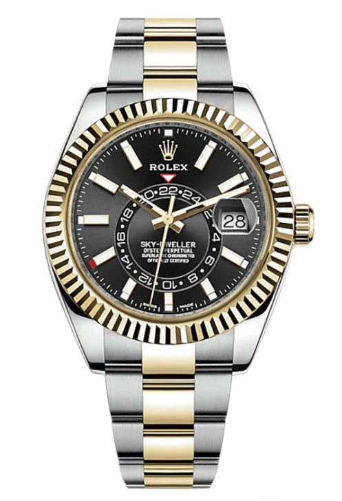 Rolex Sky-Dweller 42mm Stainless Steel Yellow Gold Black Dial 326933
