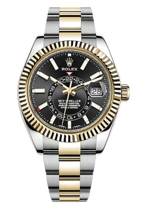 Rolex Sky-Dweller 42mm Stainless Steel Yellow Gold Black Dial 326933