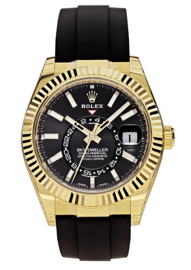 Rolex Sky-Dweller 326238 Yellow Gold 18K / Black Index Dial / Oysterflex Rubber Strap/ Unworn Complete Set