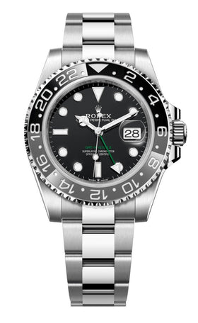 Front View Rolex GMT-Master II 126710GRNR Green and Black Bezel Stainless Steel