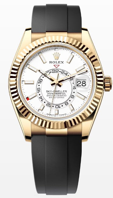 Rolex Sky-Dweller 336238 Yellow Gold Watch Oysterflex | White Dial | Unworn Complete Box & Papers