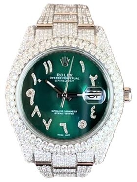 Rolex Datejust II Iced-Out 19.00 Cts VS1 Diamond Quality Green Dial