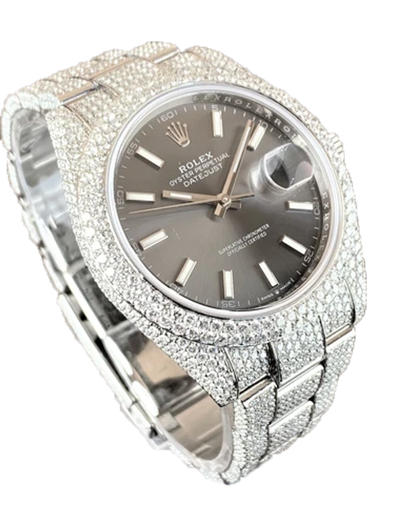 Rolex Datejust II Iced-Out 19.00 Cts VS1 Diamond Quality Grey Stick Dial 126333