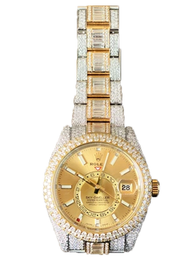 Rolex Diamond Iced-Out 31.50 Carats VS2-G Sky-Dweller 42mm Steel & Yellow Gold 326933
