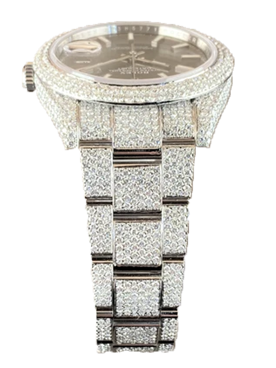 Rolex Datejust II Iced-Out 19.00 Cts VS1 Diamond Quality Grey Stick Dial 126333