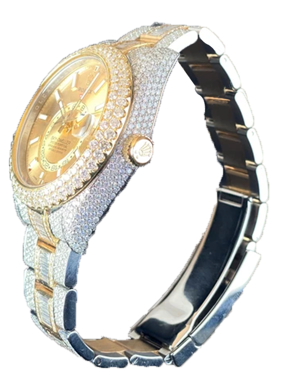 Rolex Diamond Iced-Out 31.50 Carats VS2-G Sky-Dweller 42mm Steel & Yellow Gold 326933