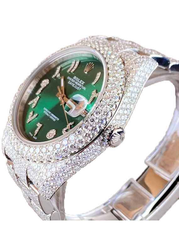 Rolex Datejust II Iced-Out 19.00 Cts VS1 Diamond Quality Green Dial