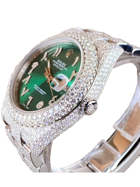 Rolex Datejust II Iced-Out 19.00 Cts VS1 Diamond Quality Green Dial