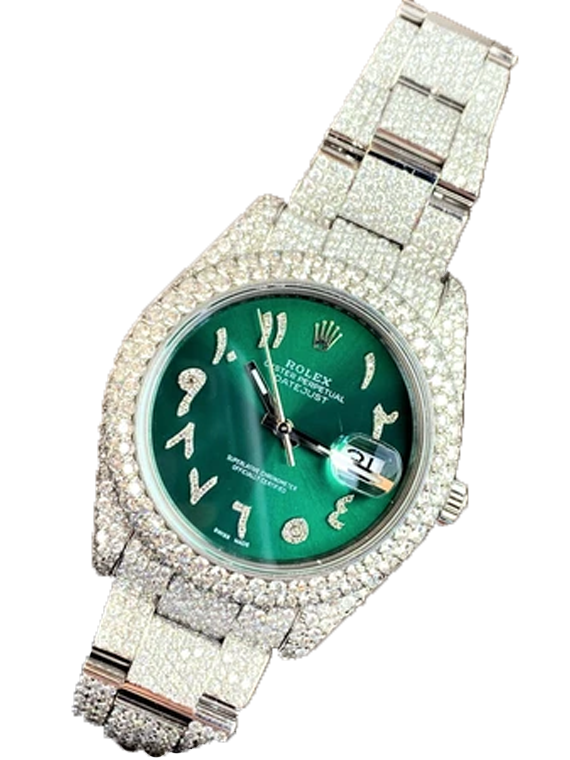 Rolex Datejust II Iced-Out 19.00 Cts VS1 Diamond Quality Green Dial