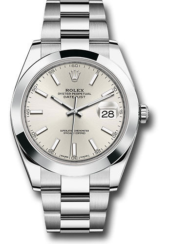 Rolex Datejust 41 Smooth Bezel Silver Index Dial Oyster 126300