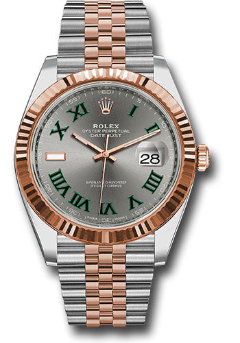 Rolex Datejust 41 Wimbeldon 126331 Fluted Bezel - Slate Gray Green Roman Dial - Jubilee Bracelet