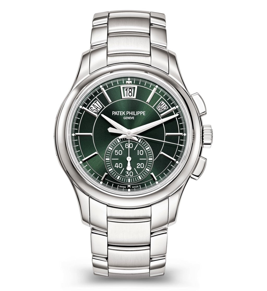 Patek Philippe Complications Flyback Chronograph Annual Calendar Stainless Steel Olive Green Dial 5905/1A-001