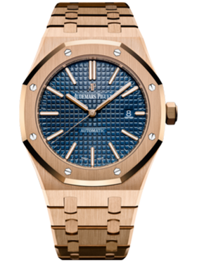 Audemars Piguet Royal Oak Rose Gold Blue Index Dial Watch 15400OR.OO.1220OR.03