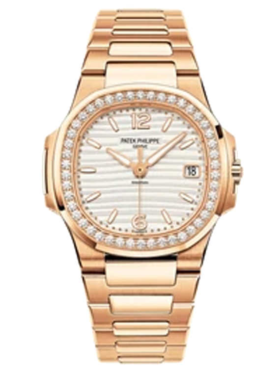 Nautilus Rose Gold Diamond Bezel 32MM Watch 7010/1R-011