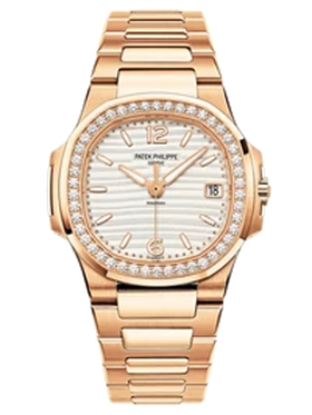 Nautilus Rose Gold Diamond Bezel 32MM Watch 7010/1R-011