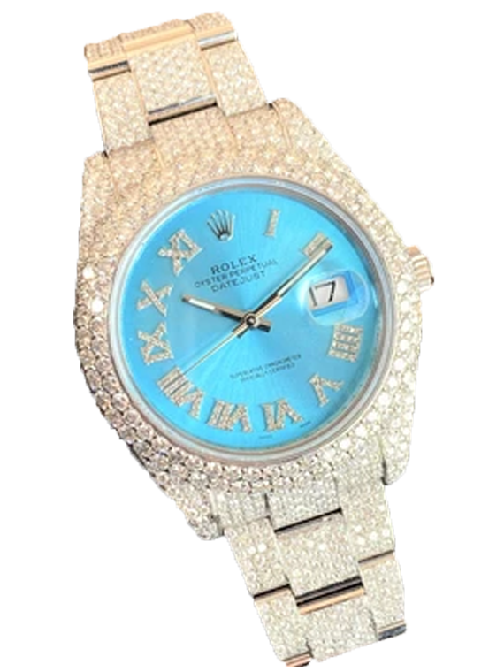 Rolex Datejust II Iced-Out 18.86 Cts VS1 Diamond Quality Torquise Blue Dial