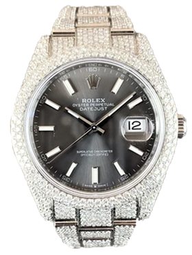 Rolex Datejust II Iced-Out 19.00 Cts VS1 Diamond Quality Grey Stick Dial 126333