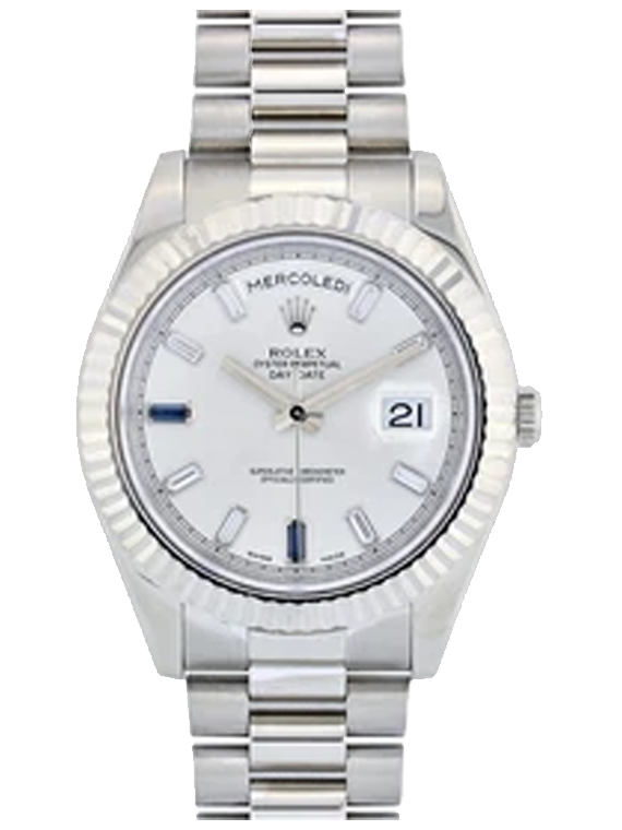 Rolex Day-Date II Factory Diamond Dial 218239 18k White Gold / Unworn Condition / Complete Box & Papers