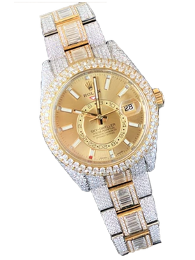 Rolex Diamond Iced-Out 31.50 Carats VS2-G Sky-Dweller 42mm Steel & Yellow Gold 326933