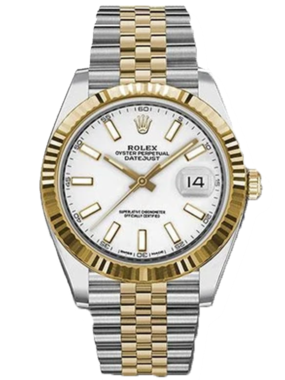 Rolex 18K/SS Oyster Perpetual Datejust 41 Watch 126333 wij White Dial Jubilee