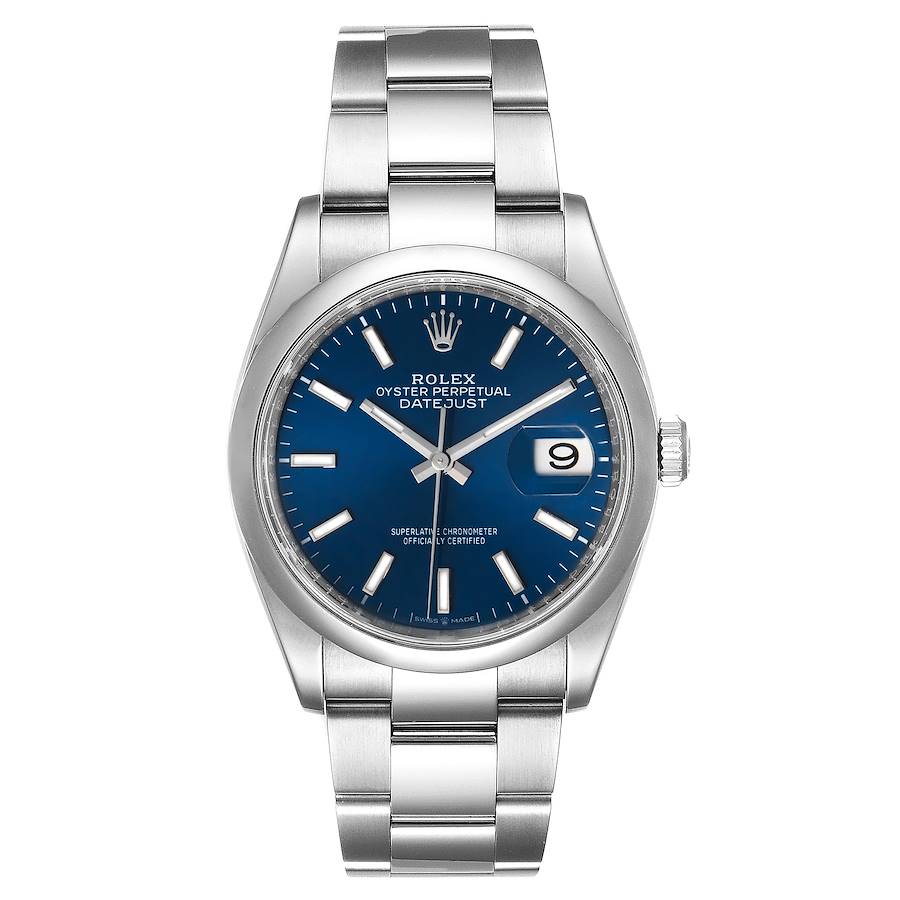 Rolex Datejust 36 Blue Dial Domed Bezel Steel Men's Watch 126200 Unworn