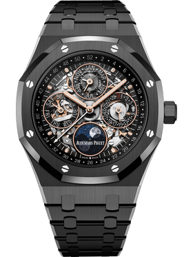 ROYAL OAK PERPETUAL CALENDAR OPENWORKED Ref. 26585CE.OO.1225CE.01 CERAMIC MOONPHASE